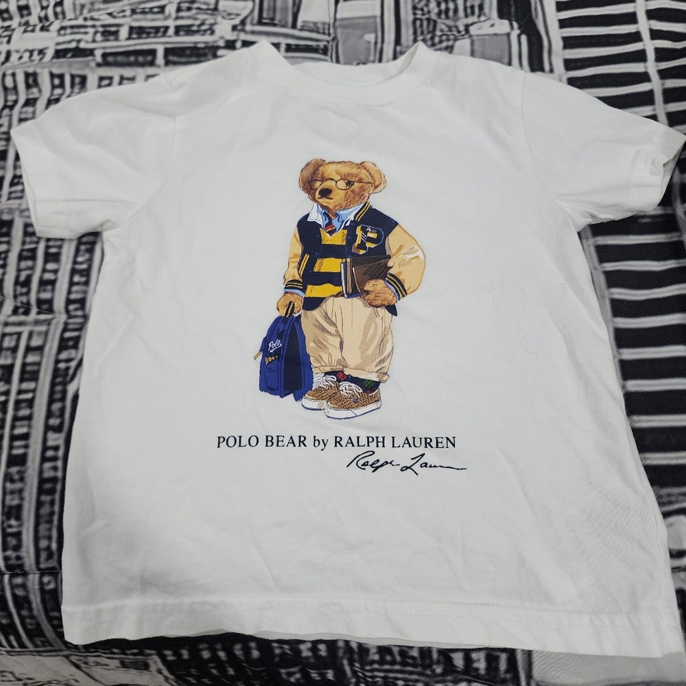 Polo by Ralph Lauren Kids White Tee with Polo Bear Graphic